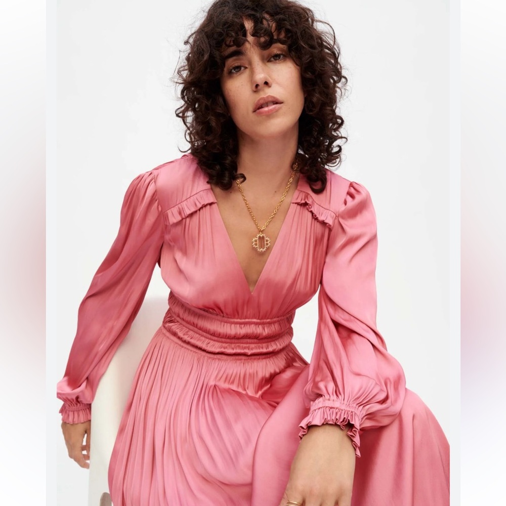 Maje Riannette Midi Dress Satin Midi